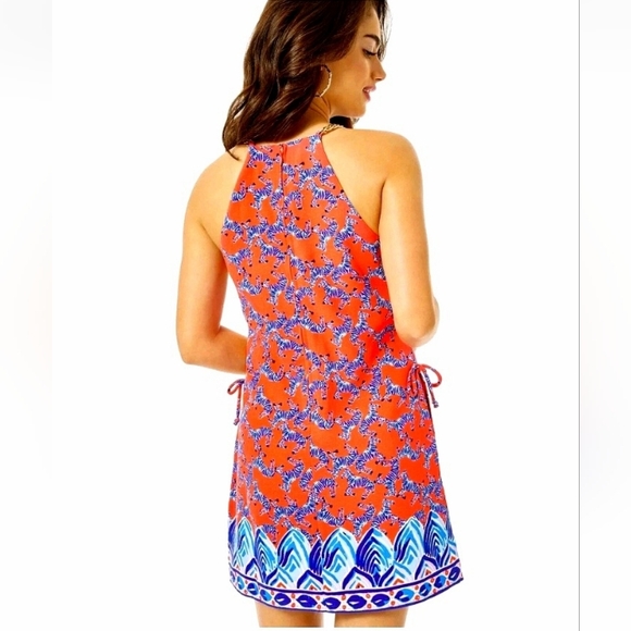 Lilly Pulitzer Pearl Romper in Picante Coral Heebee Zeebees - Picture 2 of 16